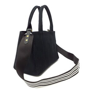 Prada Black top handles Canapa Tote 2way canvas handbag